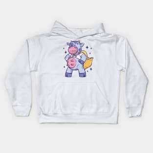 Super hero cow Kids Hoodie